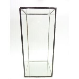 Vintage Glass Display Box with Top Hinge Lid Mirror Bottom